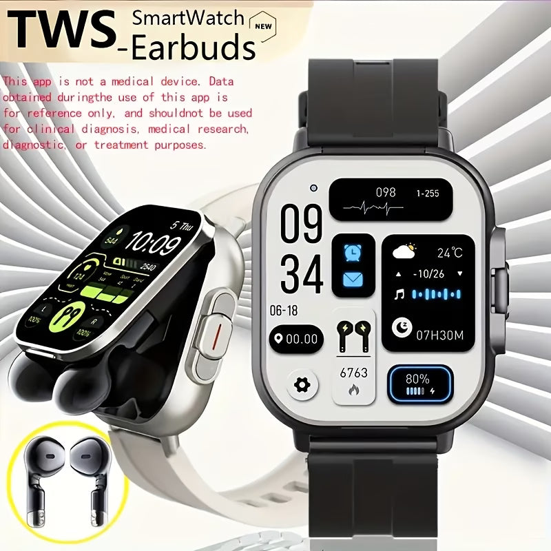 2-In-1 Smartwatch with Built-In TWS Earphones