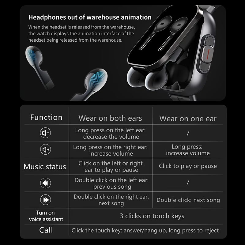2-In-1 Smartwatch with Built-In TWS Earphones